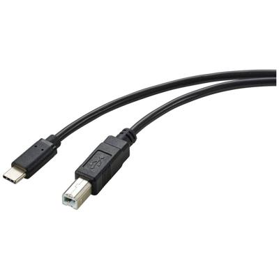 Renkforce RF-5720420 USB-kabel USB 2.0 USB-C stekker, USB-B stekker 2.00 m Zwart Afscherming totaal