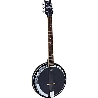Ortega Raven Series OBJE350/6-SBK zes-snarige banjo met tas