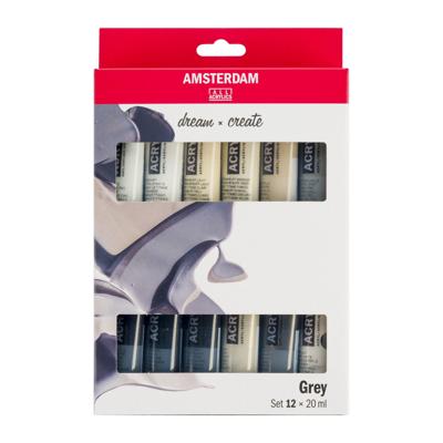 Bruynzeel Amsterdam standard series acrylverf grijze set 20ml, 12dlg. - thumbnail