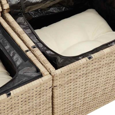 5-delige Loungeset met kussens poly rattan beige - thumbnail