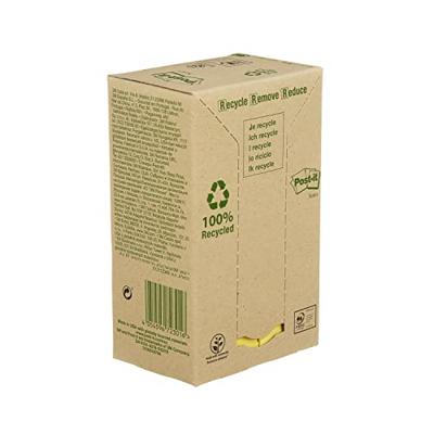 Post-it Recycled notes, 100 vel, ft 38 x 51 mm, geel, pak van 24 blokken