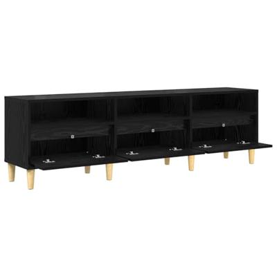 TV-kast met lade met plank met opslag Zwart eiken 150 x 30 x 45 cm Bewerkt hout TV-kast met lade met plank met opslag Zwart eiken 150 x 30 x 45 cm Bewerkt hout