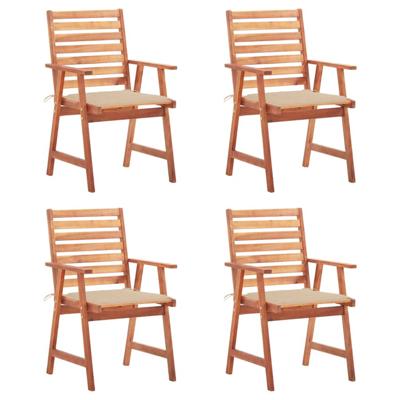 Tuinstoelen 4 st met kussens massief acaciahout