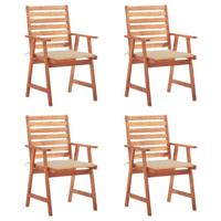 Tuinstoelen 4 st met kussens massief acaciahout - thumbnail