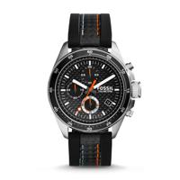 Fossil horlogeband CH2956 Leder Zwart 22mm + blauw stiksel - thumbnail