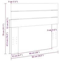 Hoofdbord 90 cm massief hout eiken - thumbnail