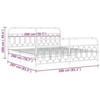 Bedframe met hoofd- en voeteneinde metaal wit 200x200 cm - thumbnail