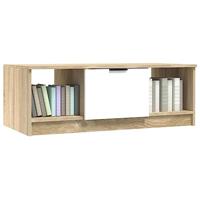 Salontafel 102x50x36 cm bewerkt hout wit en sonoma eikenkleurig - thumbnail
