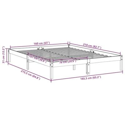 Bedframe extra lang zonder matras massief grenenhout 160x210 cm