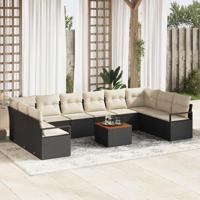 Tuinbankenset met kussen 11 pcs Zwart poly rattan - thumbnail