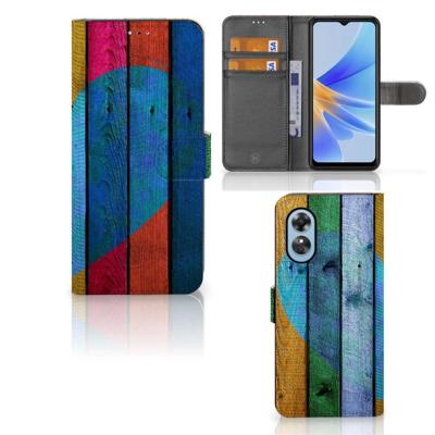 OPPO A17 | Book Style Case | Wood Heart - Cadeau voor je Vriend