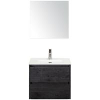Dante Badmeubelset 60 cm - Black Oak - Keramische Wastafel Wit Cover met Spiegel - thumbnail