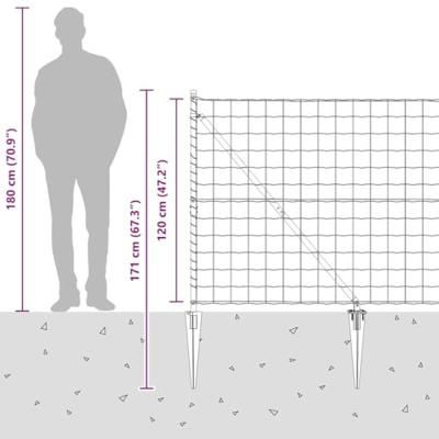 VidaXL Hek met paal zilver 1,2 x 10 m staal