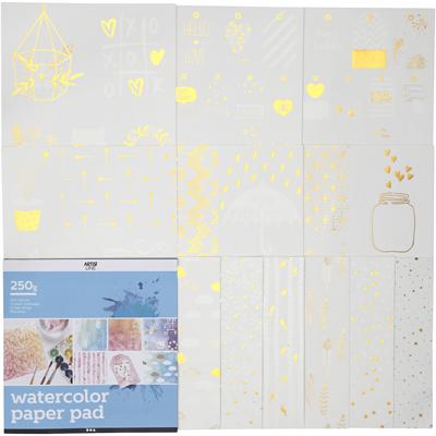 Kleurboek met aquarelpapier, afm 30,5x30,5 cm, wit, 12 vel/ 1 stuk