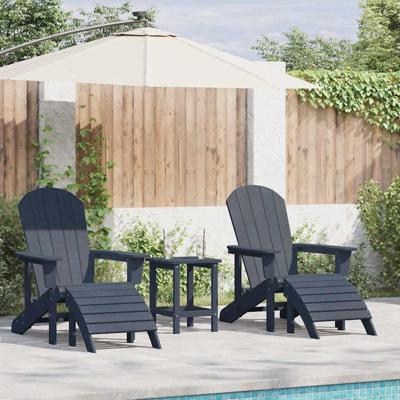 Tuinstoel 3 pcs Marineblauw Polyetheen