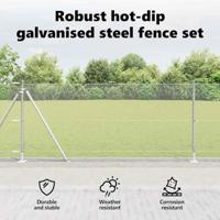 VidaXL Afrasteringspaal zilver 10 x 0,8 m (13 mm gaas) staal - thumbnail