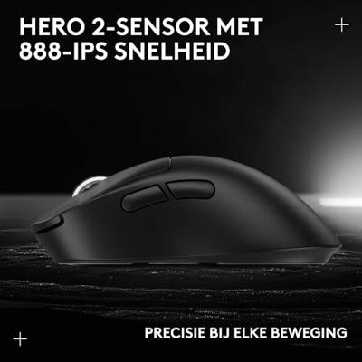 Logitech G PRO X SUPERLIGHT 2 DEX Zwart Draadloze Gaming muis