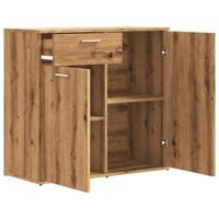 Dressoir 80x36x75 cm bewerkt hout artisanaal eikenkleur - thumbnail