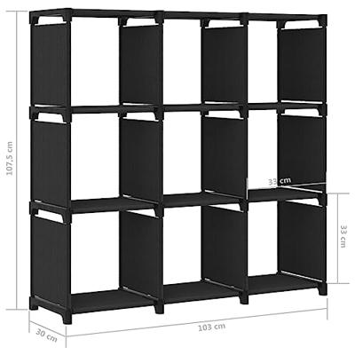Kast met 9 vakken 103x30x107,5 cm stof zwart Kast met 9 vakken 103x30x107,5 cm stof zwart