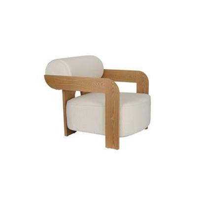 Zuiver Fauteuil 'Oolong' Bouclé en eikenhout, kleur Beige