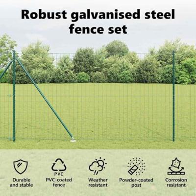 VidaXL Hek met paal groen 1,5 x 10 m staal en pvc