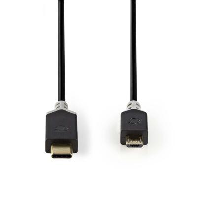 Kabel USB 2.0 | Type-C male - Micro-B male | 1,0 m | Antraciet