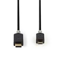 Kabel USB 2.0 | Type-C male - Micro-B male | 1,0 m | Antraciet - thumbnail