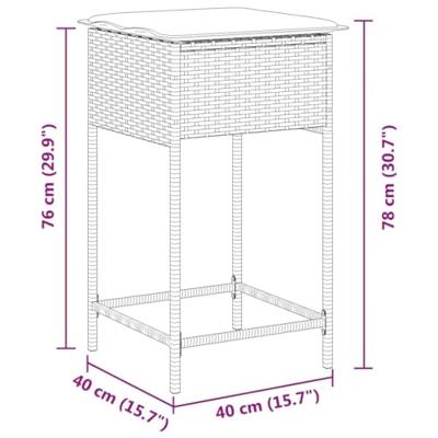 Tuinbarkrukken 2 st met kussens poly rattan beige - thumbnail