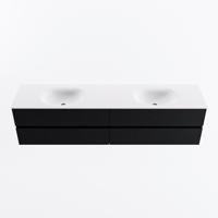 MONDIAZ VICA 200cm badmeubel onderkast Urban 4 lades. Wastafel MOON dubbel 2 kraangaten, kleur Talc. - thumbnail