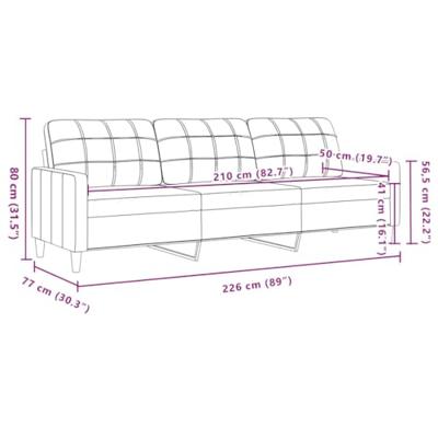 Driezitsbank 210 cm fluweel blauw