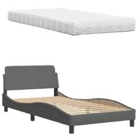 Bed met matras stof donkergrijs 100x200 cm - thumbnail