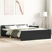 Bedframe met hoofd- en voeteneinde zwart 140x190 cm - thumbnail