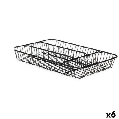 Bestekorganizer Kinvara Zwart Metaal 26 x 4,7 x 35,5 cm 26 x 5,5 x 35,5 cm (6 Stuks)