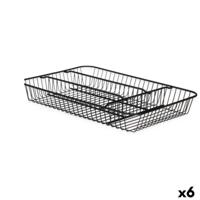 Bestekorganizer Kinvara Zwart Metaal 26 x 4,7 x 35,5 cm 26 x 5,5 x 35,5 cm (6 Stuks) - thumbnail