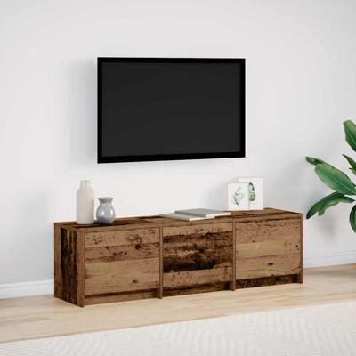 TV kast met LED's Oud Hout 140 x 34 x 40 cm Bewerkt hout