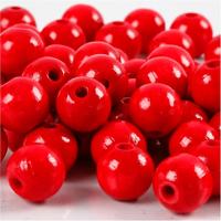 Creativ Company Houten kralen, d 10 mm, gatgrootte 3 mm, ca. 70 stuk, rood, 20 gr/ 1 doos - thumbnail