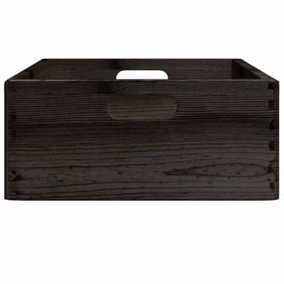 Houten kist met handvatten 40x30x13 cm massief grenenhout zwart - thumbnail