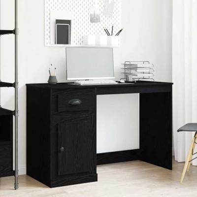 Bureau met lade Zwart Eiken 50 x 115 x 75 cm Bewerkt hout
