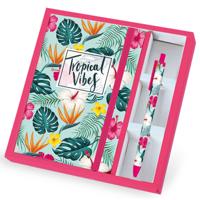 I-Total notitieboek met pen Tropical A5 papier lichtgroen - thumbnail