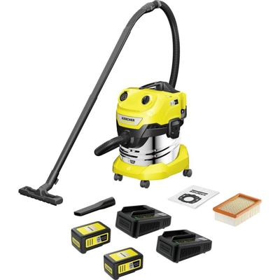 Kärcher Home & Garden WD 4-18 S Dual Battery Set V-20/22 1.628-626.0 Nat- en droogzuiger met accu 380 W 20 l Incl. 2 accus, Incl. oplader, Draadloos Kärcher Home & Garden WD 4-18 S Dual Battery Set V-20/22 1.628-626.0 Nat- en droogzuiger met accu 380 W 20 l Incl. 2 accus, Incl. oplader, Draadloos