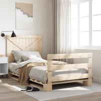 Bedframe met hoofdbord massief grenenhout wit 140x200 cm - thumbnail