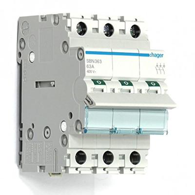 Hager SBN363 Uitschakelaar 3-polig 63 A 3x NO 400 V Hager SBN363 Uitschakelaar 3-polig 63 A 3x NO 400 V