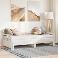 Slaapbank met onderschuifbed en matras 80x200 cm grenenhout wit - thumbnail