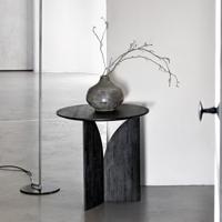 Ethnicraft Ronde Bijzettafel 'Fin' Gevernist Teakhout, 50cm, kleur Zwart - thumbnail