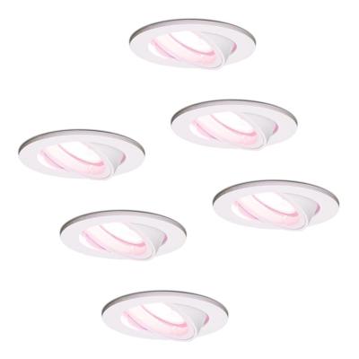 Set van 6 Dublin smart inbouwspots - Wifi + Bluetooth - RGBWW - GU10 - Kantelbaar - Google Home, Amazon Alexa en Siri - IP20 voor binnen - Wit - Plafondspots