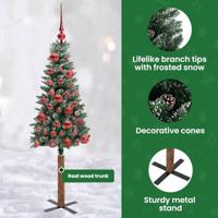 VidaXL Slanke kerstboom groen 150 cm pvc en massief dennenhout - thumbnail