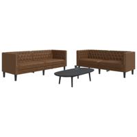 2-delige Loungeset Chesterfield-stijl kunstsuède bruin - thumbnail