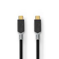 Nedis CCBW64020AT10 Usb-kabel Usb 3.2 Gen 2x2 Usb Type-c™ Male Usb Type-c™ Male 20 Gbps 100 W Verguld 1.00 M Rond Pvc Antraciet Window Box - thumbnail