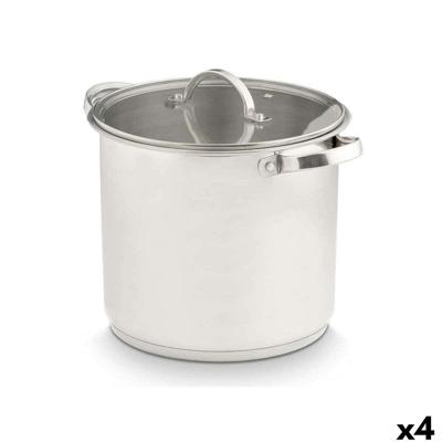 Kookpot met Glazen Deksel Kinvara Zilverkleurig 31 x 25 x 24 cm 31 x 23 x 24 cm Inductie (4 Stuks)