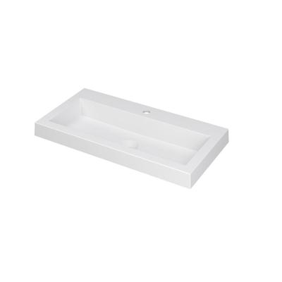 INK Dock Wastafel Polystone met 1 Kraangat - 800x400x60 mm - Mat Wit